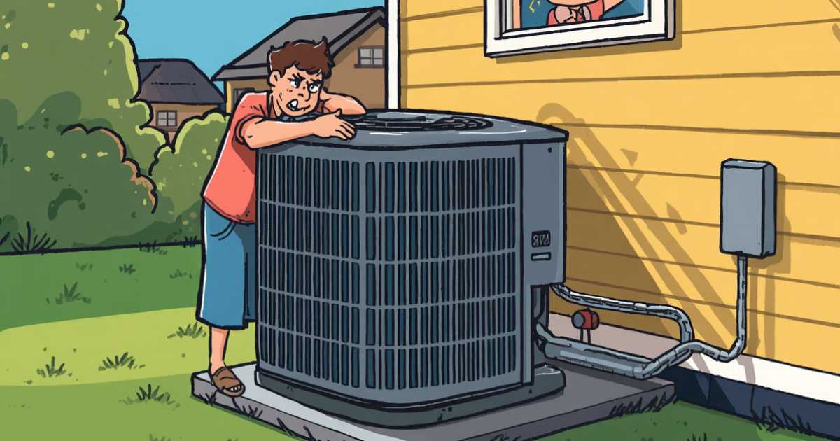 Outdoor air conditioner condenser beside a house while the AC is running but not cooling properly